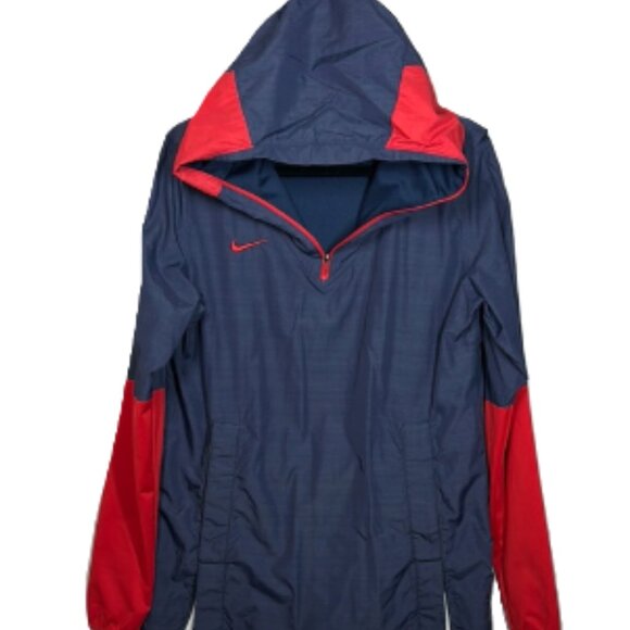 Nike‎ Men's Small Lightweight Player Pullover 1/4 Zip Jacket Navy Blue/Red - Picture 2 of 10